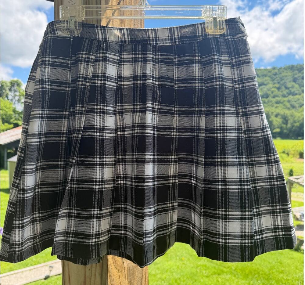 Academia Preppy Schoolgirl Y2K Rue21 Black/White Plaid Mini Skirt M Grunge Punk